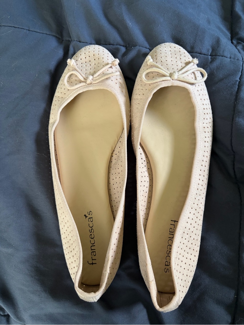 Francesca's off white Perforated Bow Ballet Flats